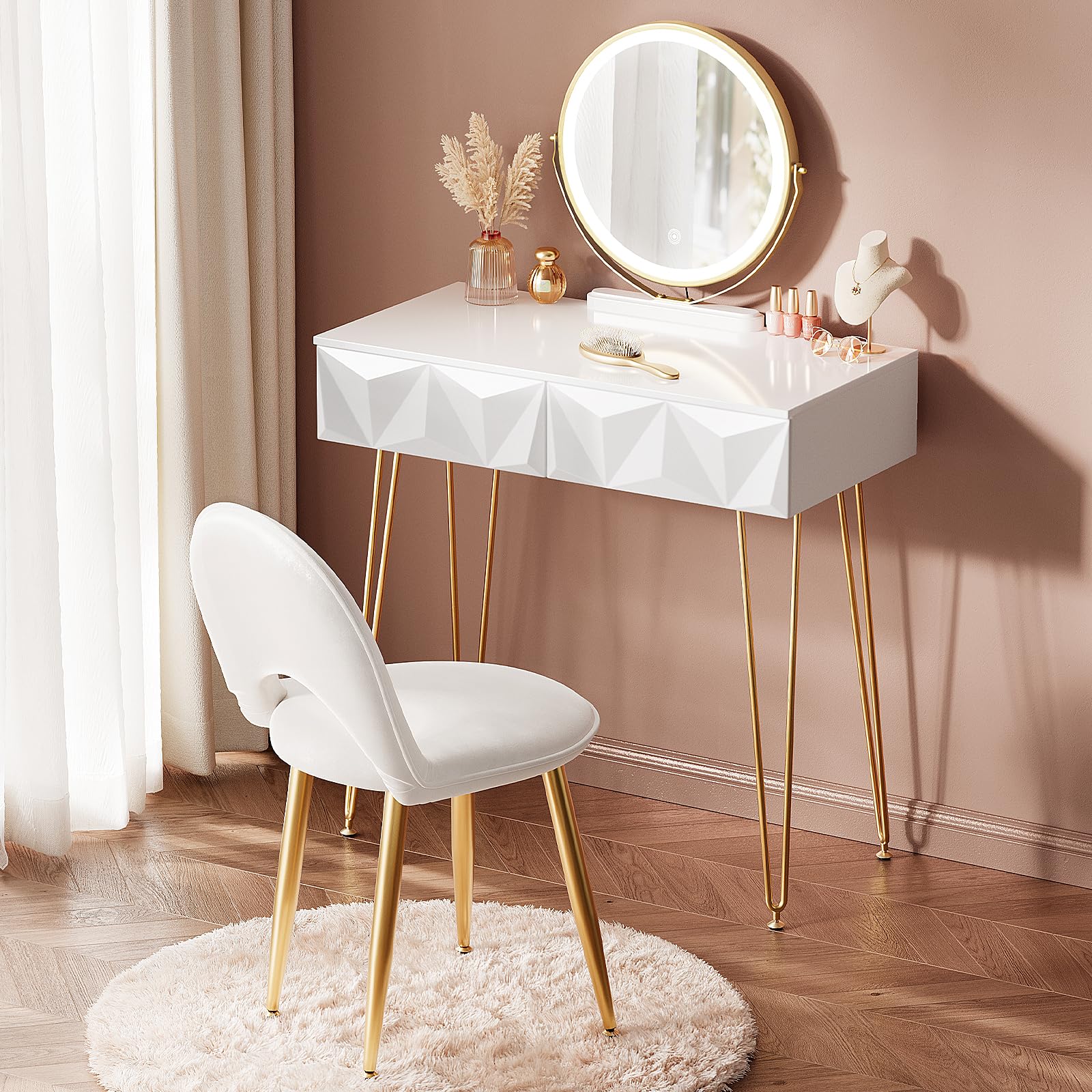 eugad coiffeuse avec miroir led